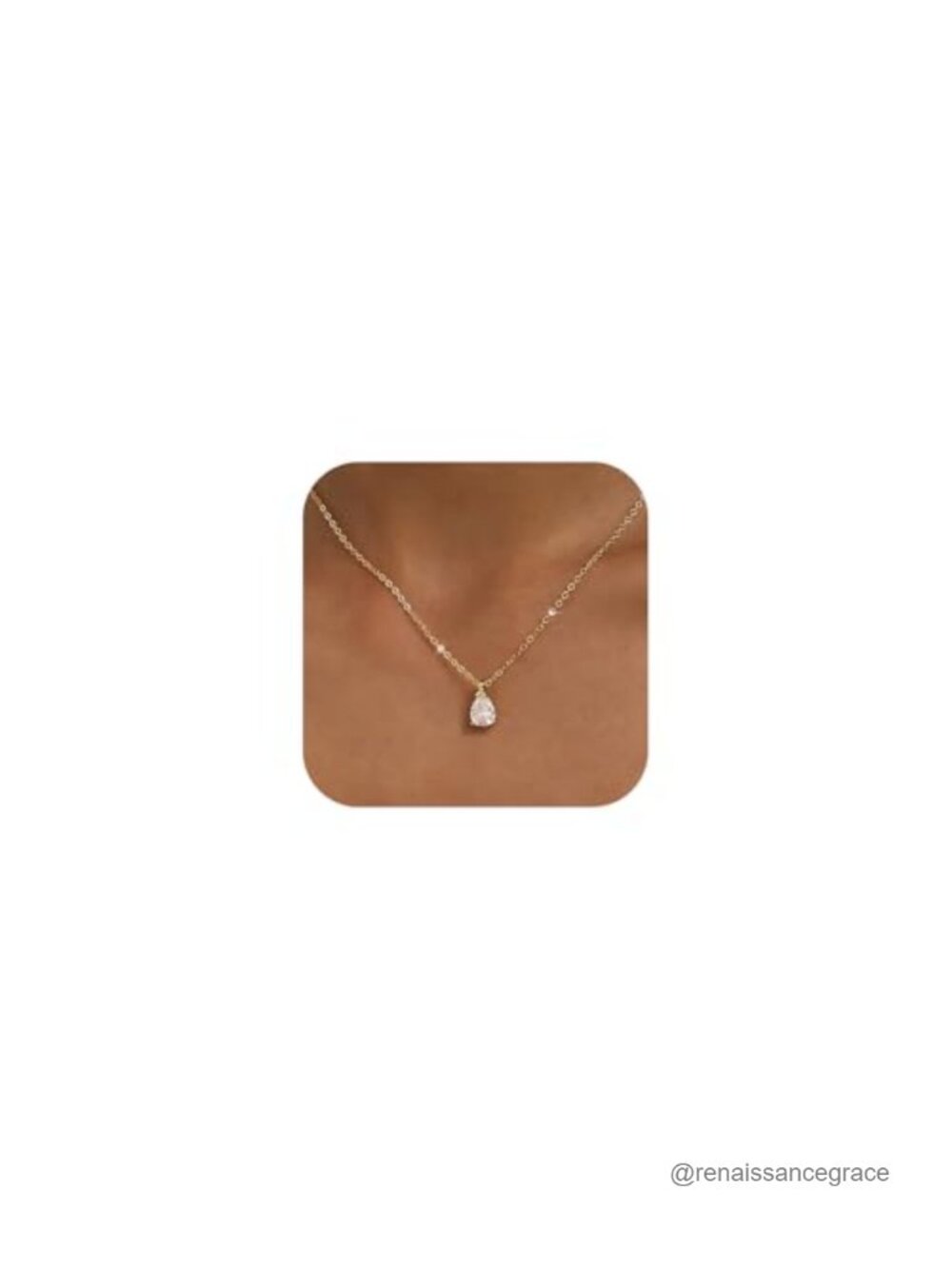 KISSCLOUD Dainty Teardrop CZ Pendant Necklace 14k Gold Plated Brass Lobster